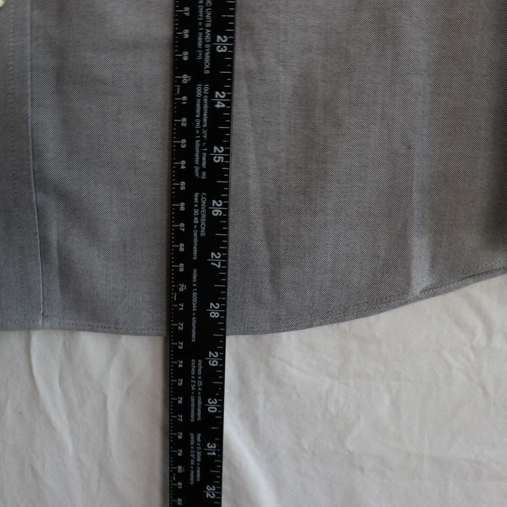Chaps Shirt‎ Mens XL 17.5 32/33 Slim Fit Wrinkle Free Button Up Gray Long Sleeve